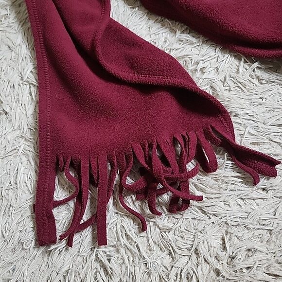 Burgundy Red Fleece Scarf Winter Fall Accessory Basics Classic Gorpcore Ski with - Picture 8 of 16